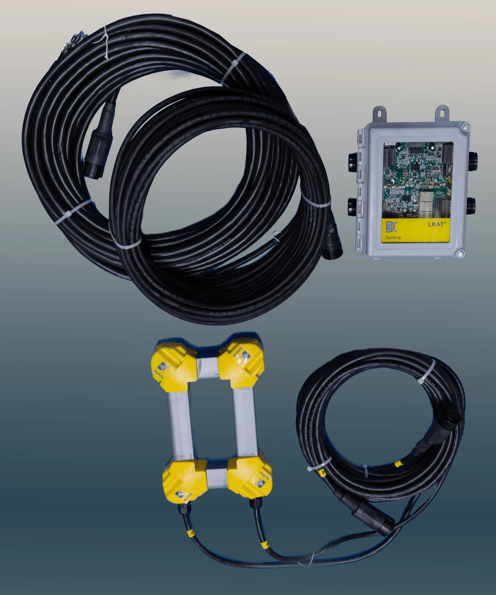 DynAmp LKAT system with cables, sensor frame, and electronic module